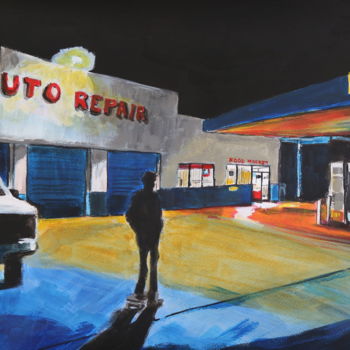 Painting titled "Auto repair" by Eric Stephan, Original Artwork, Acrylic