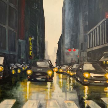Painting titled "Traffic" by Eric Stephan, Original Artwork, Acrylic Mounted on Wood Stretcher frame