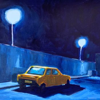 Картина под названием "Voiture jaune" - Eric Stephan, Подлинное произведение искусства, Акрил