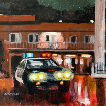 Painting titled "Motel 1977" by Eric Stephan, Original Artwork, Acrylic