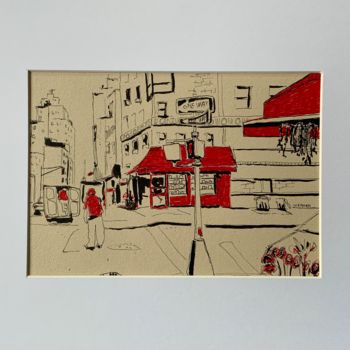 Dibujo titulada "Red corner" por Eric Stephan, Obra de arte original, Tinta