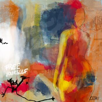 Arts numériques intitulée "Free Yourself #2" par Eric Stephan, Œuvre d'art originale, Peinture numérique Monté sur Autre pan…