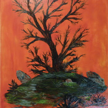 Painting titled "Arbre mort" by Eric Taboureau (Donekk), Original Artwork, Oil