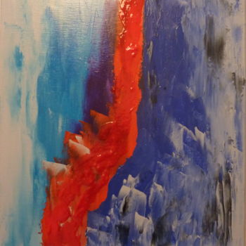 Pittura intitolato "Cascade d'eau rouge" da Eric Taboureau (Donekk), Opera d'arte originale, Olio