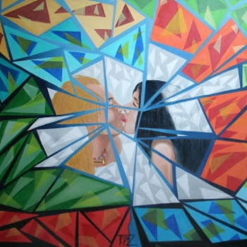 Pittura intitolato "Miroir brisé" da Tépaz, Opera d'arte originale