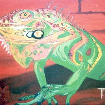Painting titled "Iguane" by Tépaz, Original Artwork