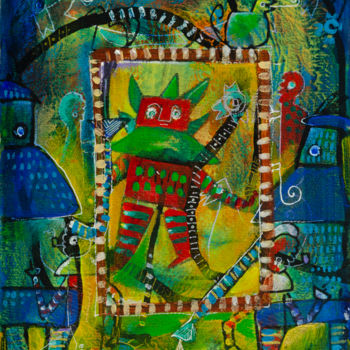 Peinture intitulée "Daureu vert et rouge" par Eric Tournaire, Œuvre d'art originale, Acrylique