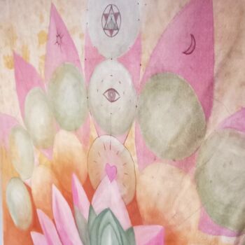 Peinture intitulée "lotus chakra sacral" par Eric Verly / Ylrev, Œuvre d'art originale, Acrylique