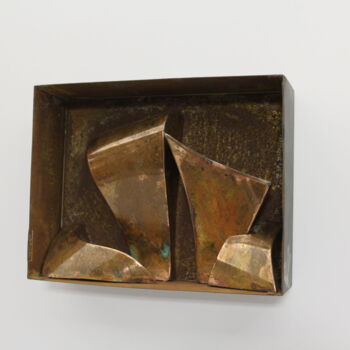 Scultura intitolato "oxyded copper box" da Eric Vialla (Tweak), Opera d'arte originale, Metalli