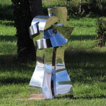 Escultura titulada "Le câlin brillant" por Eric Vialla (Tweak), Obra de arte original, Metales