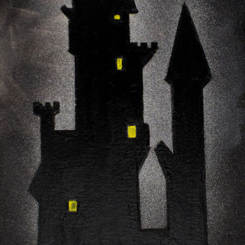 Peinture intitulée "château noir" par E.Bonhomme, Œuvre d'art originale, Acrylique Monté sur Châssis en bois