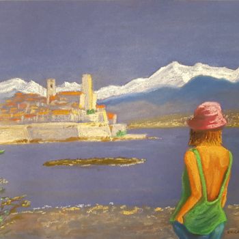 Drawing titled "Le vieil Antibes" by Eric Audry, Original Artwork, Pastel