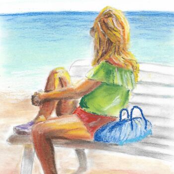 Tekening getiteld "Moment de contempla…" door Eric Audry, Origineel Kunstwerk, Pastel