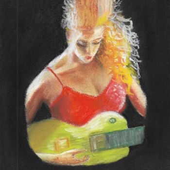 Disegno intitolato "La rockeuse" da Eric Audry, Opera d'arte originale, Pastello