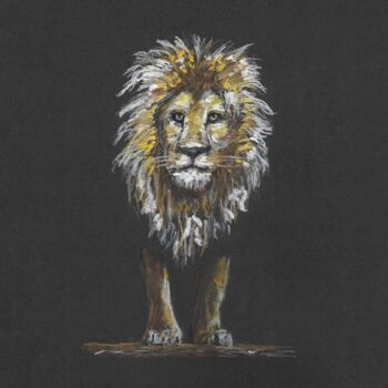 Drawing titled "Le lion" by Eric Audry, Original Artwork, Pastel