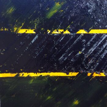 Pintura titulada "jaune noir 3 12 2022" por De, Obra de arte original, Oleo