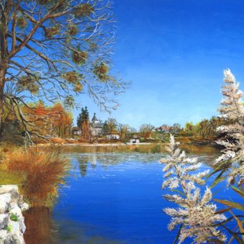 Painting titled "Lac de Saint-Sixte" by Eric F, Original Artwork, Acrylic