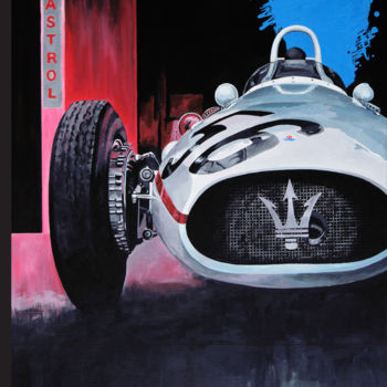 Schilderij getiteld "Maserati F 250 1957" door Eric Hardy, Origineel Kunstwerk, Acryl