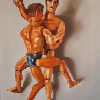 Painting titled "Combat-Fight n°7" by Eric Kaiser, Original Artwork, Oil