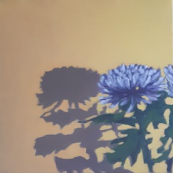 Pittura intitolato "Chrysanthème bleu" da Eric Kaiser, Opera d'arte originale, Olio