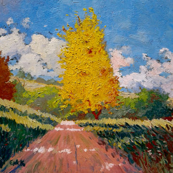 Pintura intitulada "Àrvore Amarela" por Erick Alves, Obras de arte originais, Tinta