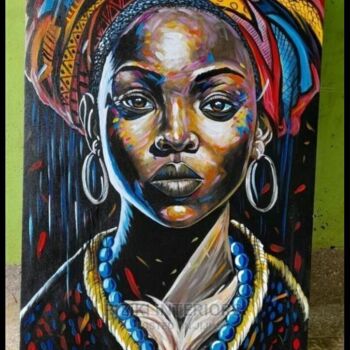 Painting titled "African beuty" by Erickson Ithongo, Original Artwork, Acrylic