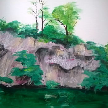 Peinture intitulée "sur le Tarn" par Eleonor, Œuvre d'art originale, Acrylique