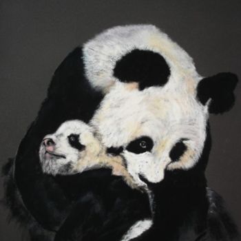 Peinture intitulée "Panda" par Eric Malandain, Œuvre d'art originale, Huile