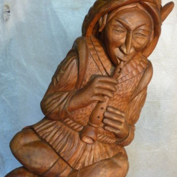 Sculpture titled "Shaman" by Eric Rodriguez Sculpture, Original Artwork, Wood