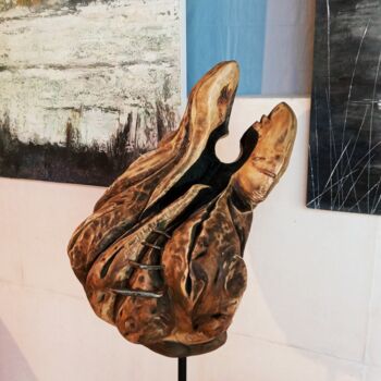 Skulptur mit dem Titel "Cocoon" von Eric Rodriguez Sculpture, Original-Kunstwerk, Holz