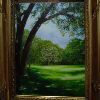 Painting titled "jardin de Bagatelle" by Eric Sabatier, Original Artwork, Oil