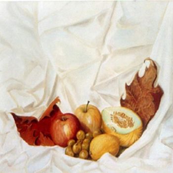 Pintura titulada "fruis sur toile bla…" por Eric Sabatier, Obra de arte original, Oleo