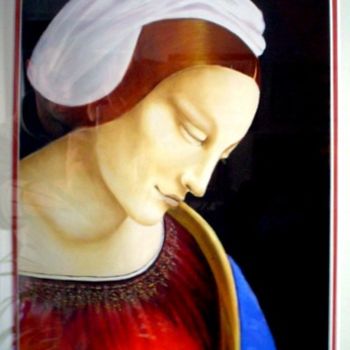 Painting titled "femme de profil" by Eric Sabatier, Original Artwork, Oil