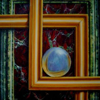 Painting titled "globe de cristal su…" by Eric Sabatier, Original Artwork, Oil