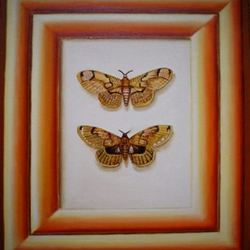 Painting titled "deux papillons" by Eric Sabatier, Original Artwork, Oil