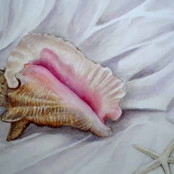 Картина под названием "coquillage aquarelle" - Eric Sabatier, Подлинное произведение искусства, Масло
