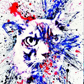 Digitale Kunst mit dem Titel "Smoky le chat de l…" von Eric Vogel, Original-Kunstwerk, Digitale Malerei