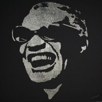 Collages titled "RAY CHARLES" by Erik Black, Original Artwork, Collages Mounted on Wood Stretcher frame
