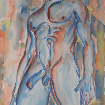 Painting titled "Nude male perpective" by Erik Hils, Original Artwork