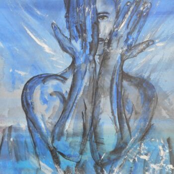 Painting titled "ocean man" by Erik Hils, Original Artwork, Acrylic