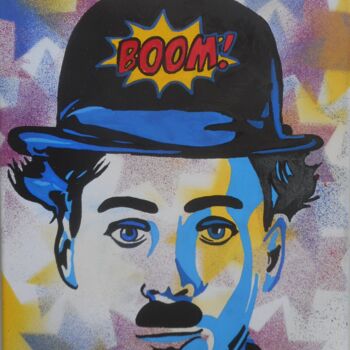 Painting titled "Charlie Chaplin pop…" by Erik Hils, Original Artwork, Acrylic