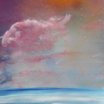 Painting titled "quelques nuages ros…" by Erik Hils, Original Artwork, Acrylic