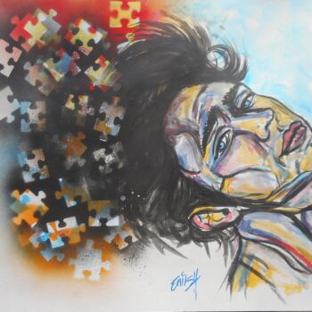 Painting titled "on my minds" by Erik Hils, Original Artwork, Acrylic