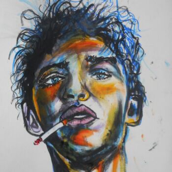 Painting titled "Smoker boy" by Erik Hils, Original Artwork, Acrylic