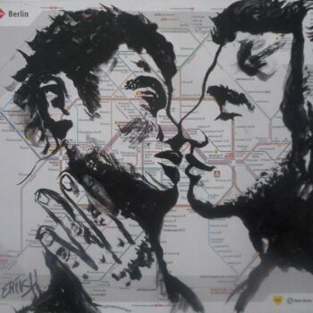 Картина под названием "Berlin, two boys in…" - Erik Hils, Подлинное произведение искусства, Акрил