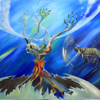 Painting titled "Tree of dreams" by Erik Mamberger, Original Artwork, Oil Mounted on Wood Stretcher frame