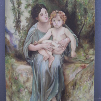Painting titled "Madonna col Bambino" by Erika Marotta, Original Artwork, Oil