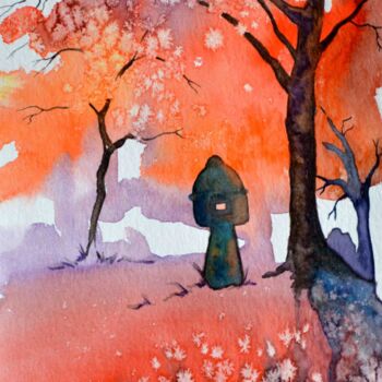 Peinture intitulée "Envie d'automne" par Erika Sarah, Œuvre d'art originale, Aquarelle
