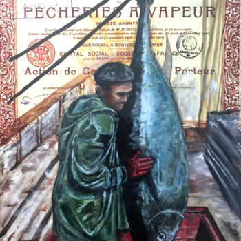 Pintura titulada "pêcherie à vapeur l…" por Erika Sellier, Obra de arte original, Acrílico