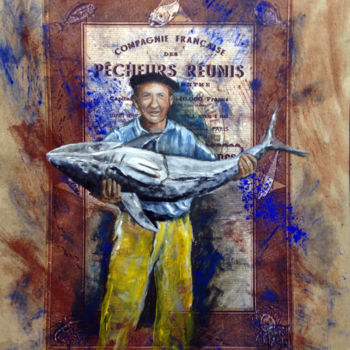 Peinture intitulée "retour de pêche" par Erika Sellier, Œuvre d'art originale, Huile